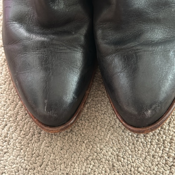 Vintage Black and Brown Heeled Boots with Leather Finish - Picture 5 of 6